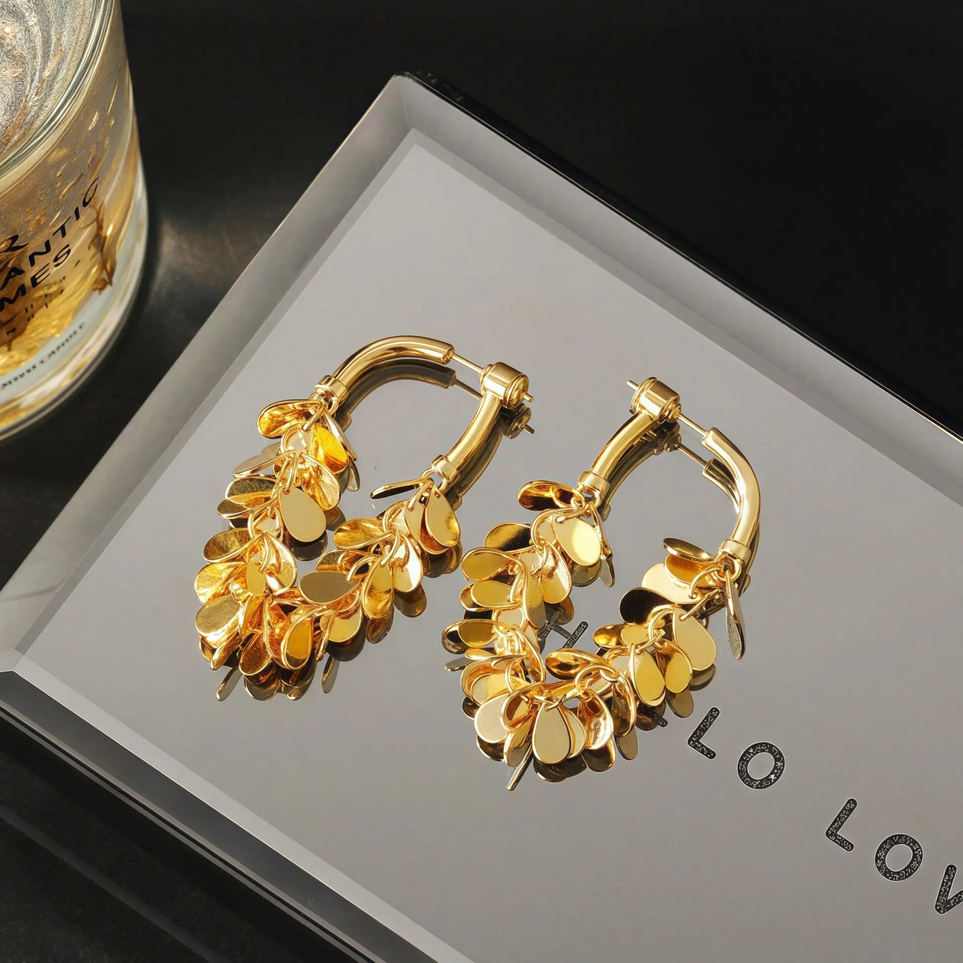 フリンジピアス イエロー 韓国風上品アクセ - bijuni