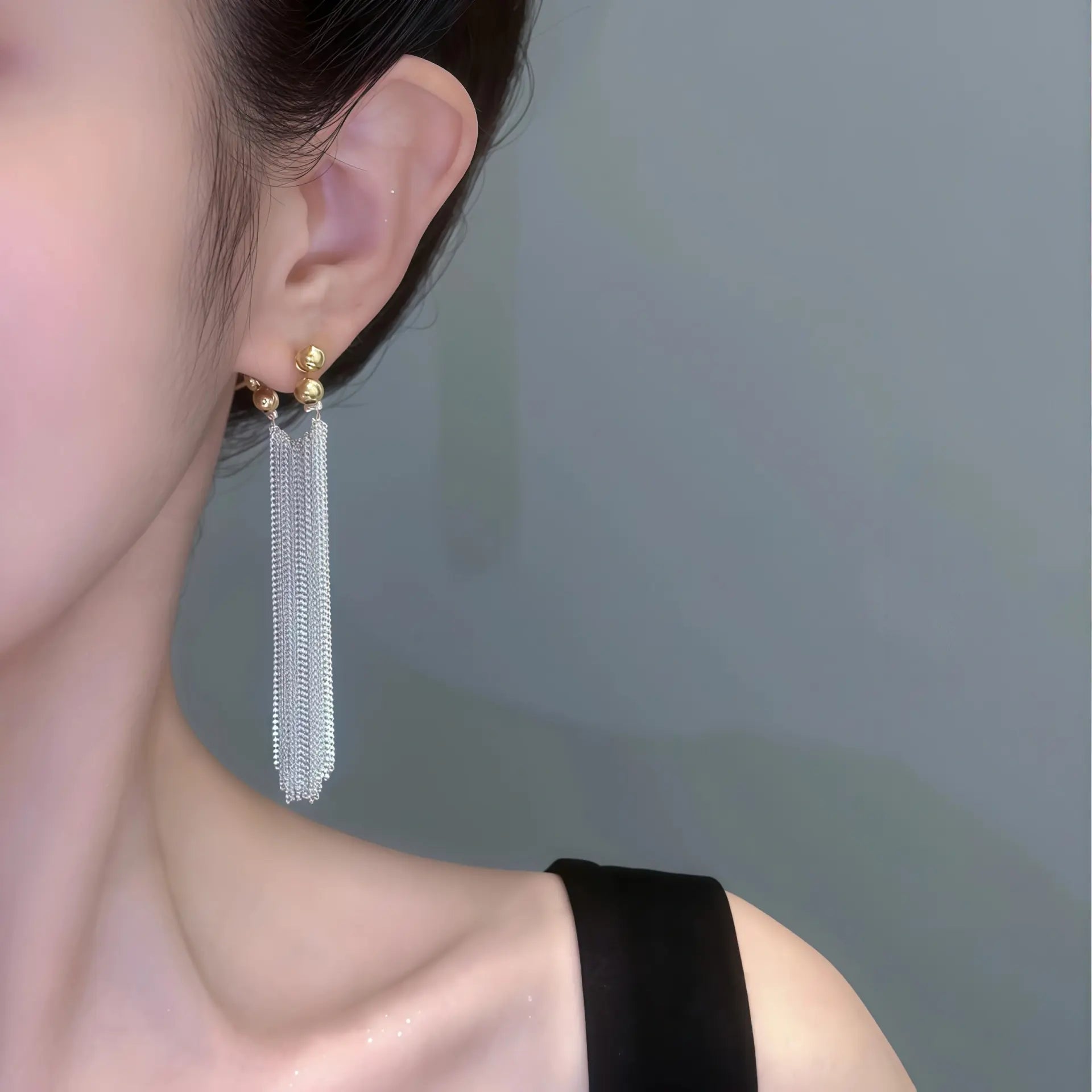 フリンジピアス ロングデザイン 韓国風上品系 - bijuni