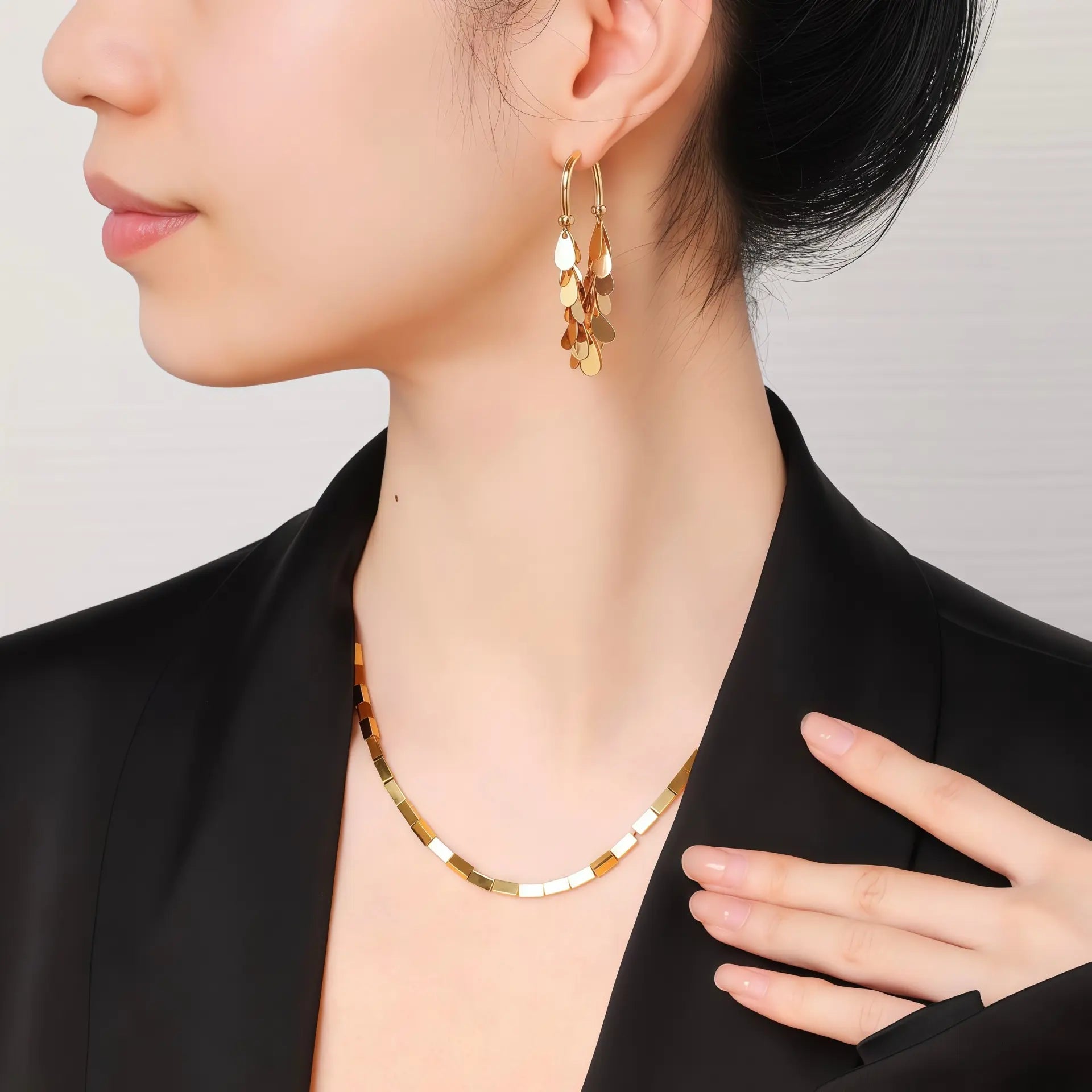 フリンジピアス イエロー 韓国風上品アクセ - bijuni